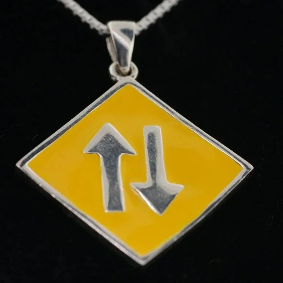 COPY - Handcrafted Sterling Silver & Rhodium - Two-Way Sign Pendant - Picture 2 of 4